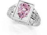 White gold Fancy Pink Pear Cut Brilliant Milgrain Filigree Diamond Ring with Square Prong Setting_1