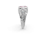 White gold Fancy Pink Pear Cut Brilliant Milgrain Filigree Diamond Ring with Square Prong Setting_2