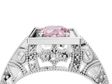 White gold Fancy Pink Pear Cut Brilliant Milgrain Filigree Diamond Ring with Square Prong Setting_4
