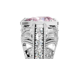 White gold Fancy Pink Pear Cut Brilliant Milgrain Filigree Diamond Ring with Square Prong Setting_5