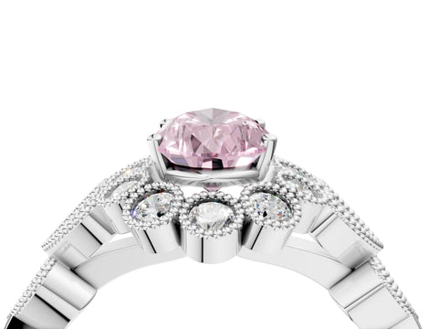White gold Fancy Pink Pear Cut Brilliant Milgrain Pave Heart Band Solitaire Ring_16