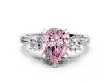 White gold Fancy Pink Pear Cut Brilliant Three-Stone Diamond Ring with Pavé Band and Four-Prong Setting_33