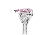 White gold Fancy Pink Pear Cut Brilliant Three-Stone Diamond Ring with Pavé Band and Four-Prong Setting_39