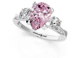 White gold Fancy Pink Pear Cut Brilliant Three-Stone Diamond Ring with Pavé Band and Four-Prong Setting_40