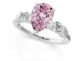 White gold Fancy Pink Pear Cut Brilliant Three-Stone Pave Band with Four-Prong Setting_1