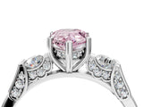 White gold Fancy Pink Pear Cut Brilliant Three-Stone Pave Band with Four-Prong Setting_4