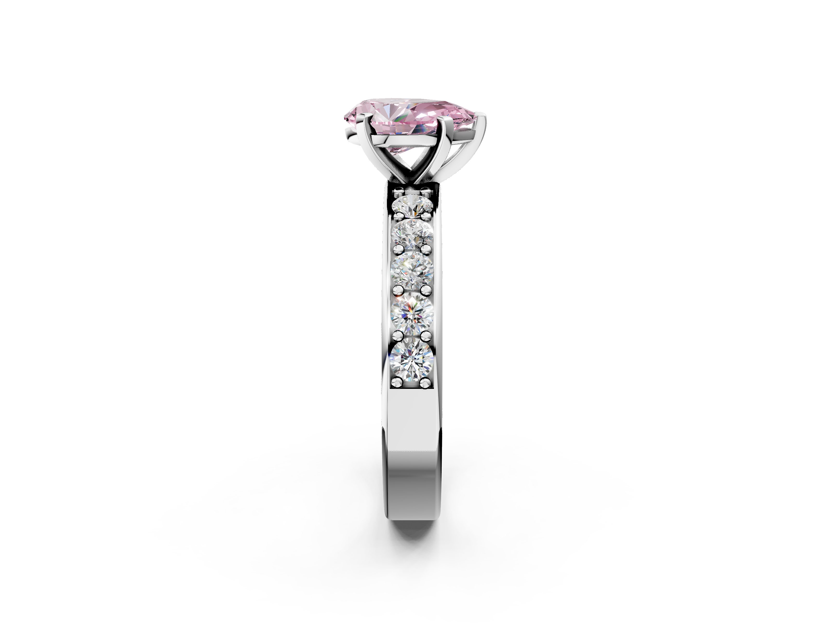 White gold Fancy Pink Pear  Cut Channel Set Diamond Engagement Ring with Four-Prong Setting_251