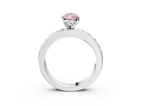 White gold Fancy Pink Pear  Cut Channel Set Diamond Engagement Ring with Four-Prong Setting_252