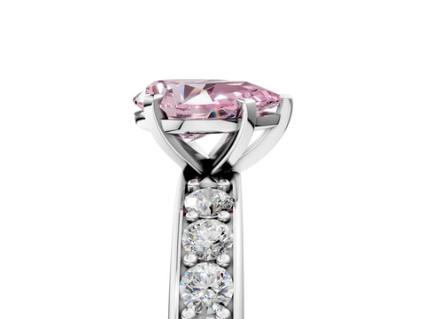 White gold Fancy Pink Pear  Cut Channel Set Diamond Engagement Ring with Four-Prong Setting_254