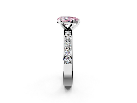 White gold Fancy Pink Pear  Cut Channel Set Diamond Engagement Ring with Four-Prong Setting_268