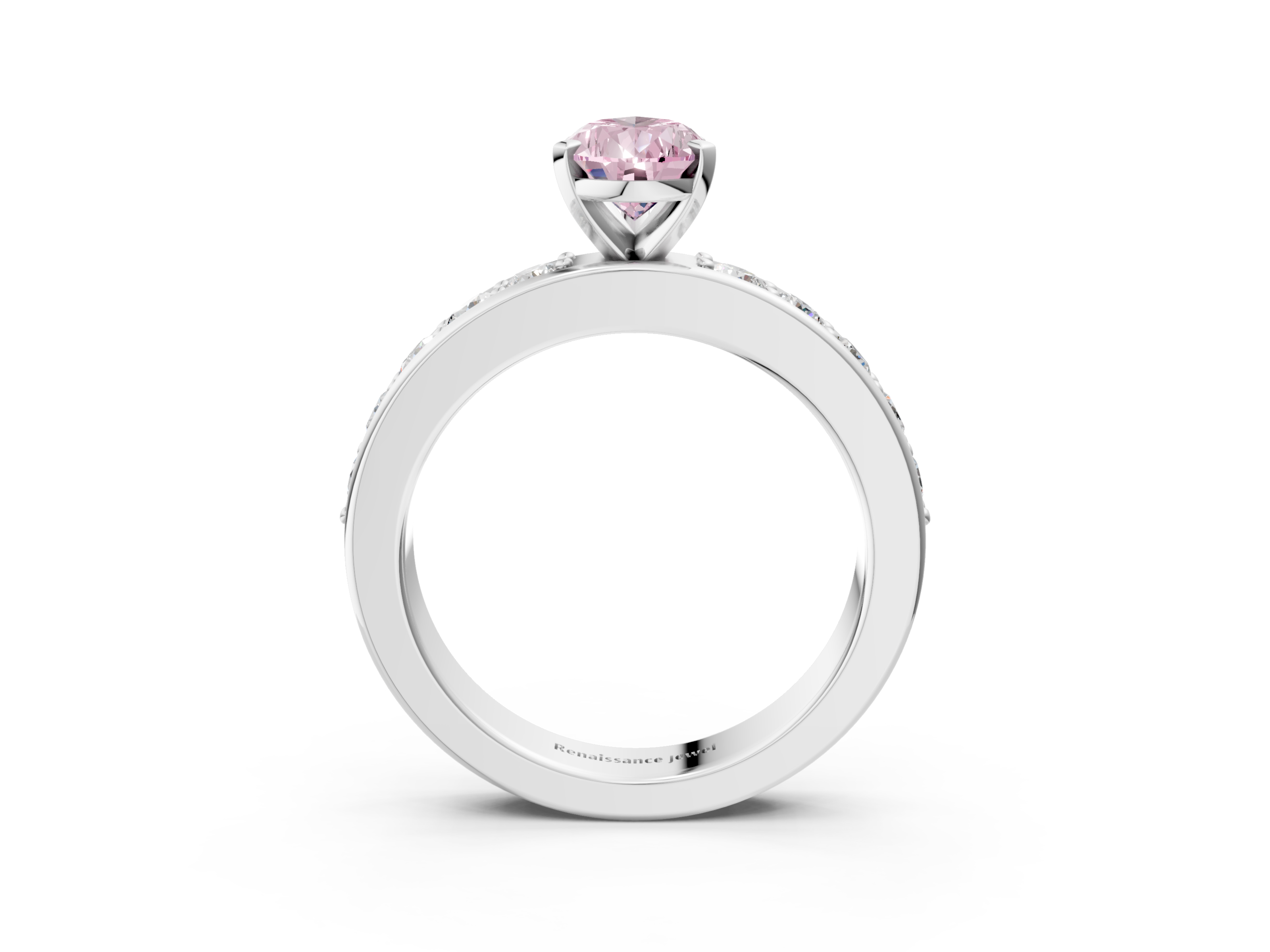 White gold Fancy Pink Pear  Cut Channel Set Diamond Engagement Ring with Four-Prong Setting_269