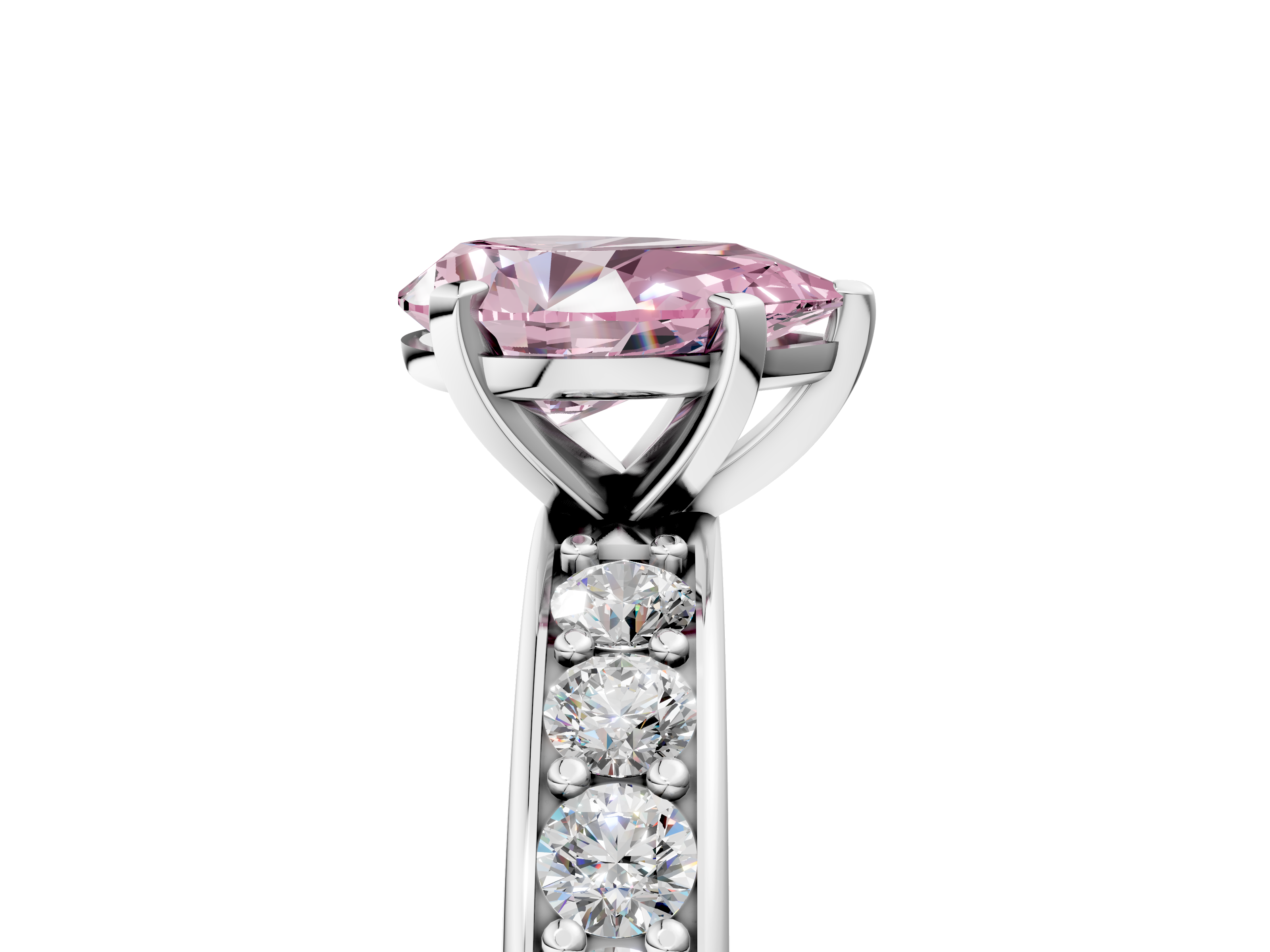 White gold Fancy Pink Pear  Cut Channel Set Diamond Engagement Ring with Four-Prong Setting_271