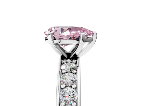 White gold Fancy Pink Pear  Cut Channel Set Diamond Engagement Ring with Four-Prong Setting_271