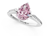 White gold Fancy Pink Pear  Cut Channel Set Solitaire Engagement Ring with Four-Prong Setting_218