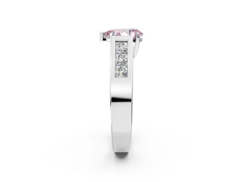 White gold Fancy Pink Pear Cut Cut Channel Set Solitaire Ring with Four-Prong Setting_2