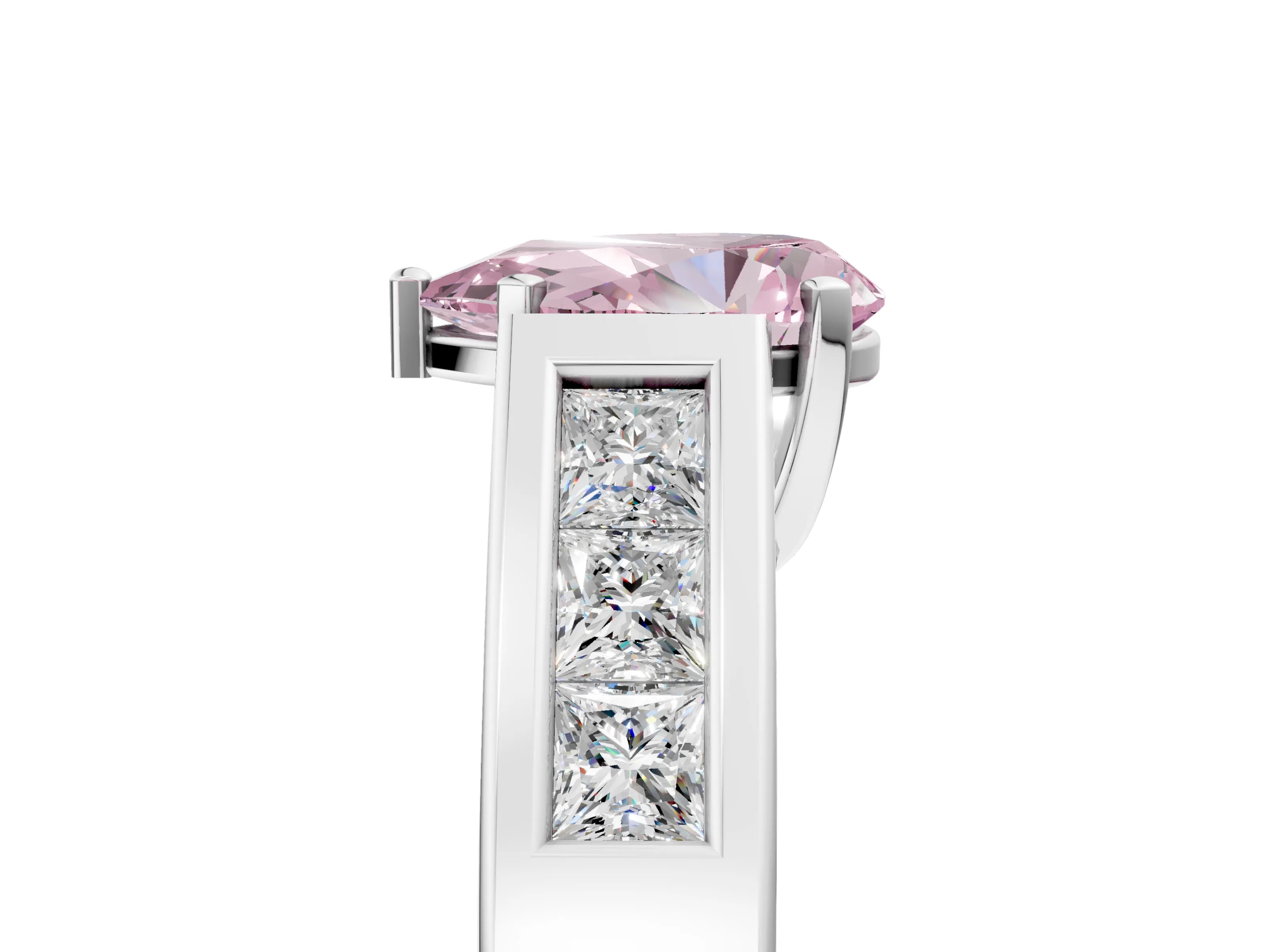 White gold Fancy Pink Pear Cut Cut Channel Set Solitaire Ring with Four-Prong Setting_5
