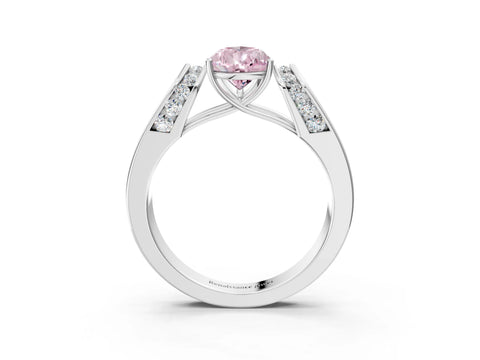 White gold Fancy Pink Pear Cut Cut Diamond Channel Set Solitaire Ring with Four-Prong Setting_123
