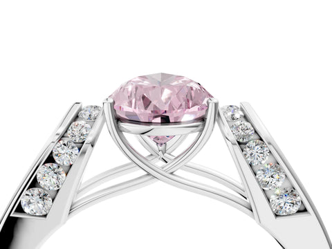 White gold Fancy Pink Pear Cut Cut Diamond Channel Set Solitaire Ring with Four-Prong Setting_124