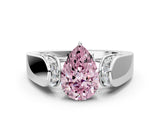 White gold Fancy Pink Pear Cut Cut Diamond Channel Set Solitaire Ring with Four-Prong Setting_156
