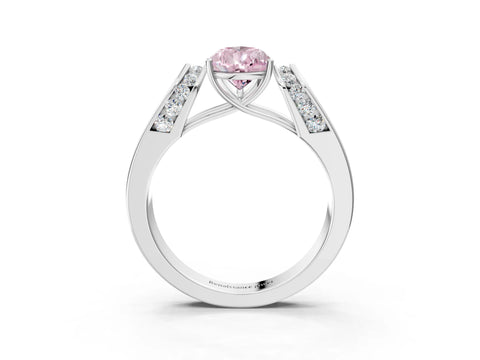 White gold Fancy Pink Pear Cut Cut Diamond Channel Set Solitaire Ring with Four-Prong Setting_159