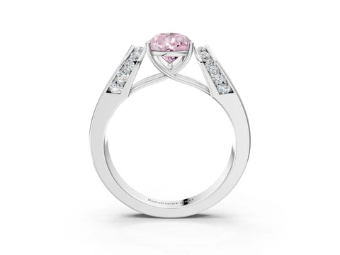 White gold Fancy Pink Pear Cut Cut Diamond Channel Set Solitaire Ring with Four-Prong Setting_3