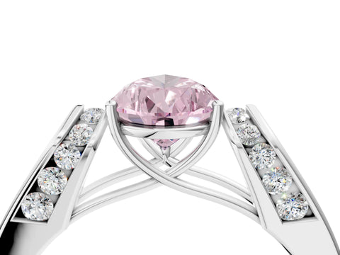 White gold Fancy Pink Pear Cut Cut Diamond Channel Set Solitaire Ring with Four-Prong Setting_4