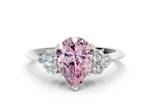 White gold Fancy Pink Pear Cut Cut Diamond Cluster Ring with Solitaire Band and Four-Prong Setting_12
