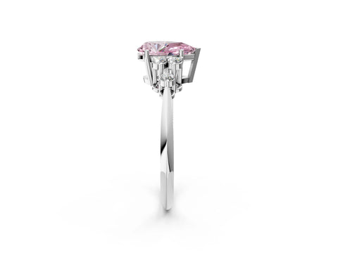 White gold Fancy Pink Pear Cut Cut Diamond Cluster Ring with Solitaire Band and Four-Prong Setting_14
