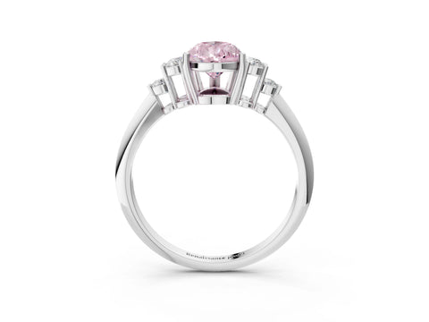 White gold Fancy Pink Pear Cut Cut Diamond Cluster Ring with Solitaire Band and Four-Prong Setting_15
