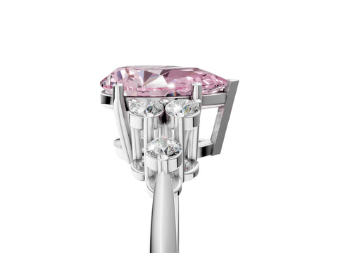 White gold Fancy Pink Pear Cut Cut Diamond Cluster Ring with Solitaire Band and Four-Prong Setting_17