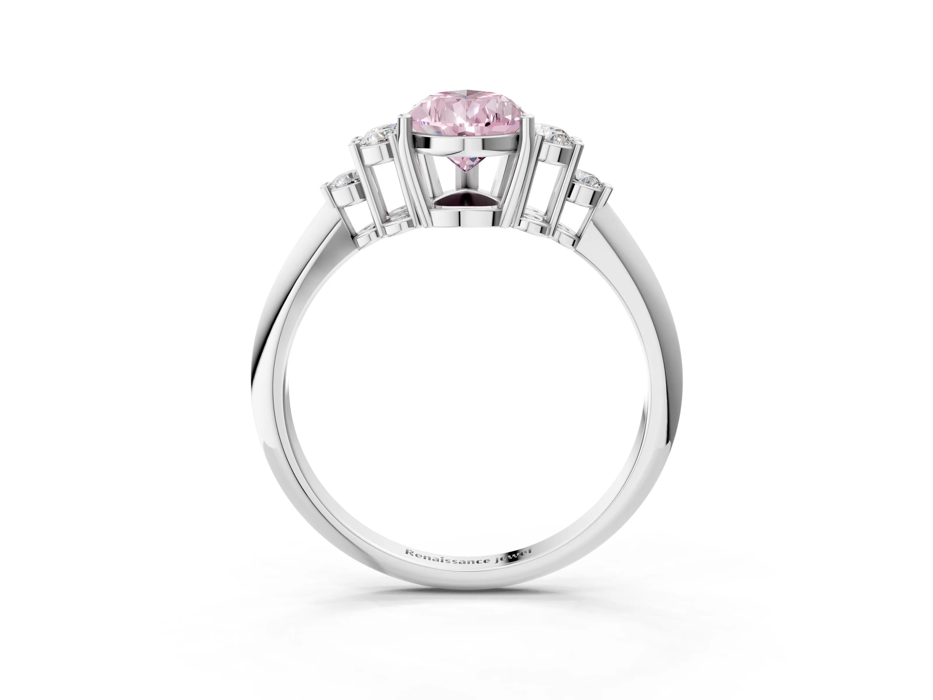 White gold Fancy Pink Pear Cut Cut Diamond Cluster Ring with Solitaire Band and Four-Prong Setting_39