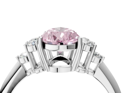White gold Fancy Pink Pear Cut Cut Diamond Cluster Ring with Solitaire Band and Four-Prong Setting_40
