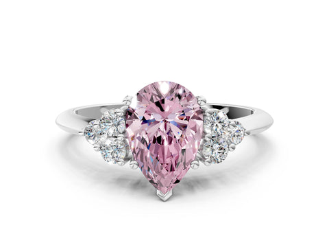 White gold Fancy Pink Pear Cut Cut Diamond Cluster Ring with Solitaire Band and Four-Prong Setting_48