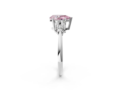 White gold Fancy Pink Pear Cut Cut Diamond Cluster Ring with Solitaire Band and Four-Prong Setting_51