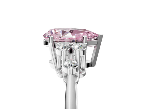 White gold Fancy Pink Pear Cut Cut Diamond Cluster Ring with Solitaire Band and Four-Prong Setting_53
