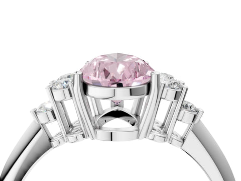 White gold Fancy Pink Pear Cut Cut Diamond Cluster Ring with Solitaire Band and Four-Prong Setting_53