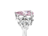 White gold Fancy Pink Pear Cut Cut Diamond Cluster Ring with Solitaire Band and Four-Prong Setting_5