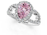 White gold Fancy Pink Pear Cut Cut Diamond Halo Engagement Ring with Open Split Pavé Band_1