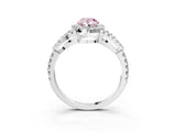 White gold Fancy Pink Pear Cut Cut Diamond Halo Engagement Ring with Open Split Pavé Band_3