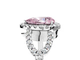 White gold Fancy Pink Pear Cut Cut Diamond Halo Engagement Ring with Open Split Pavé Band_5