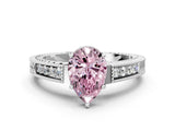 White gold Fancy Pink Pear Cut Cut Diamond Milgrain Pave Band Four-Prong Setting Ring_15