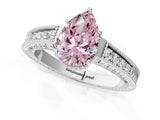 White gold Fancy Pink Pear Cut Cut Diamond Milgrain Pave Band Four-Prong Setting Ring_16