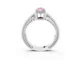 White gold Fancy Pink Pear Cut Cut Diamond Milgrain Pave Band Four-Prong Setting Ring_18