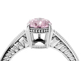 White gold Fancy Pink Pear Cut Cut Diamond Milgrain Pave Band Four-Prong Setting Ring_19
