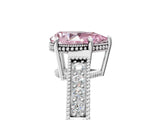 White gold Fancy Pink Pear Cut Cut Diamond Milgrain Pave Band Four-Prong Setting Ring_20