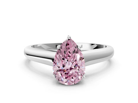 White gold Fancy Pink Pear Cut Cut Diamond Solitaire Engagement Ring with Tapered Plain Band and Four-Prong Setting_12