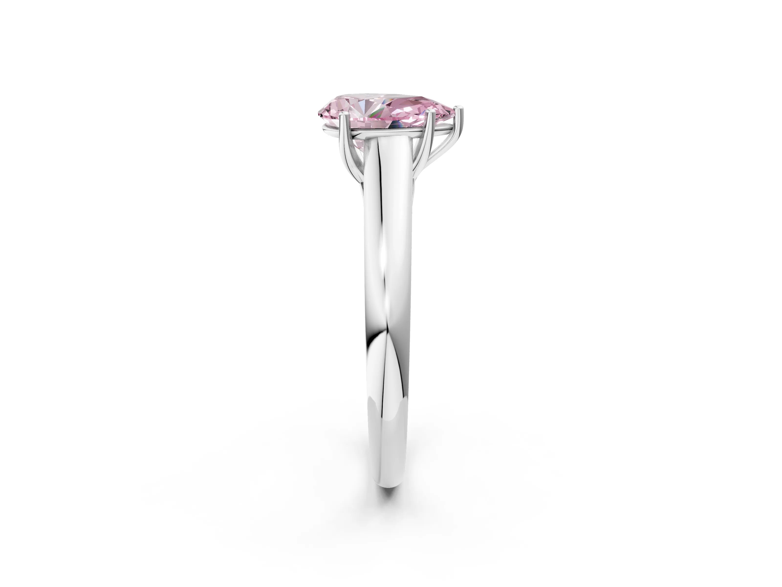 White gold Fancy Pink Pear Cut Cut Diamond Solitaire Engagement Ring with Tapered Plain Band and Four-Prong Setting_14
