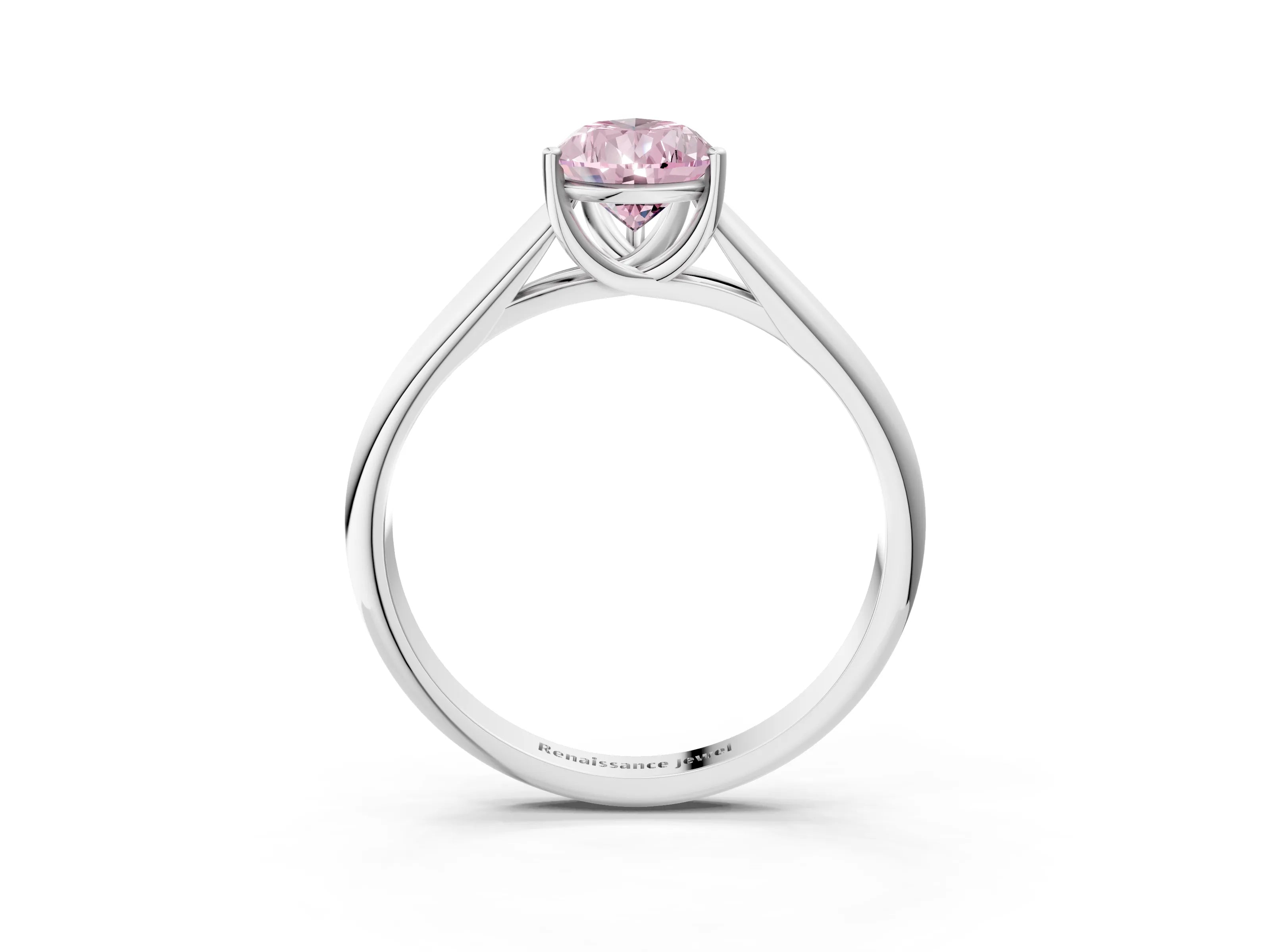White gold Fancy Pink Pear Cut Cut Diamond Solitaire Engagement Ring with Tapered Plain Band and Four-Prong Setting_15