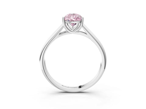White gold Fancy Pink Pear Cut Cut Diamond Solitaire Engagement Ring with Tapered Plain Band and Four-Prong Setting_15