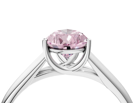 White gold Fancy Pink Pear Cut Cut Diamond Solitaire Engagement Ring with Tapered Plain Band and Four-Prong Setting_16